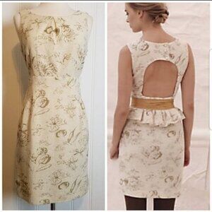 NEW! Anthropologie MOULINETTE Soeurs Sz 6 Dress Gold Sleeveless Cut Out Back